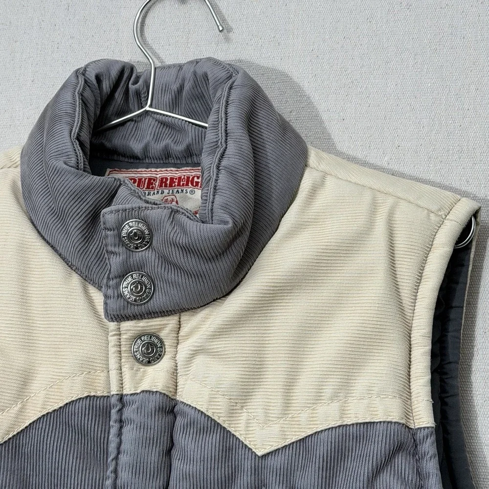 True‎ Religion Carter Vest Jacket Logo two tone Corduroy Men's L western